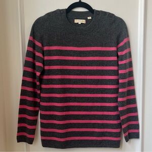 Chinti & Parker 100% Cashmere Gray And Pink Striped Sweater Women’s Size Small